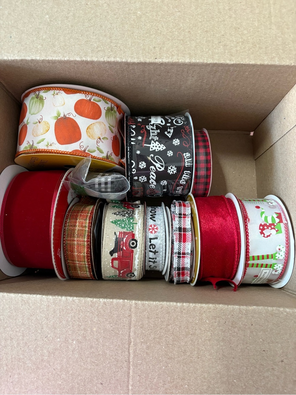 Assorted Ribbon Spools - Christmas & Fall Colors & Designs